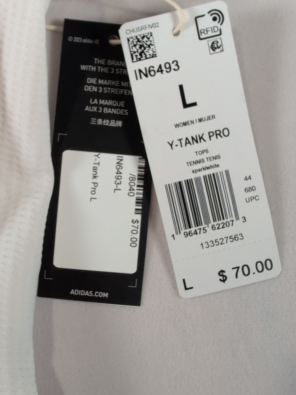Adidas Y-Tank Pro in Spark/White Size Large - Picture 3 of 10
